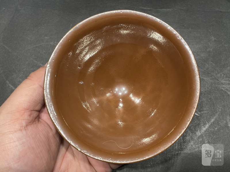 明 耀州窑柿釉斗笠盏一对 - 图6